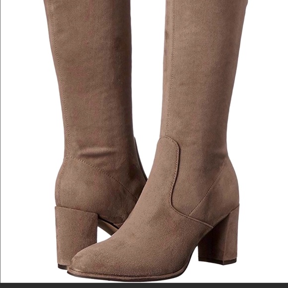 Marc Fisher knee high block heel boot with bow back mushroom color Sz 7.5 - Picture 16 of 16